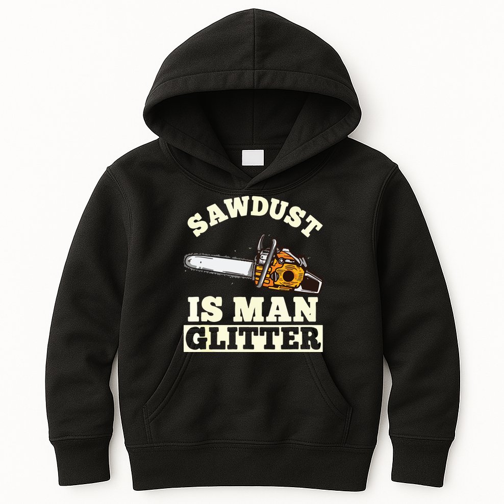 Sawdust Is Man Glitter I Chainsaw Lumberjack Tool Kids Hoodie