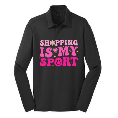 Shopping Is My Sport Funny Shopping Lover Silk Touch Performance Long Sleeve Polo