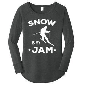 Snow Is My Jam Skiing Lover Gift For Skier Women's Perfect Tri Tunic Long Sleeve Shirt