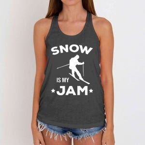 Snow Is My Jam Skiing Lover Gift For Skier Women's Knotted Racerback Tank