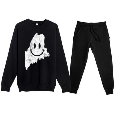 Smiling In Me – Funny Maine Happy Face Premium Crewneck Sweatsuit Set