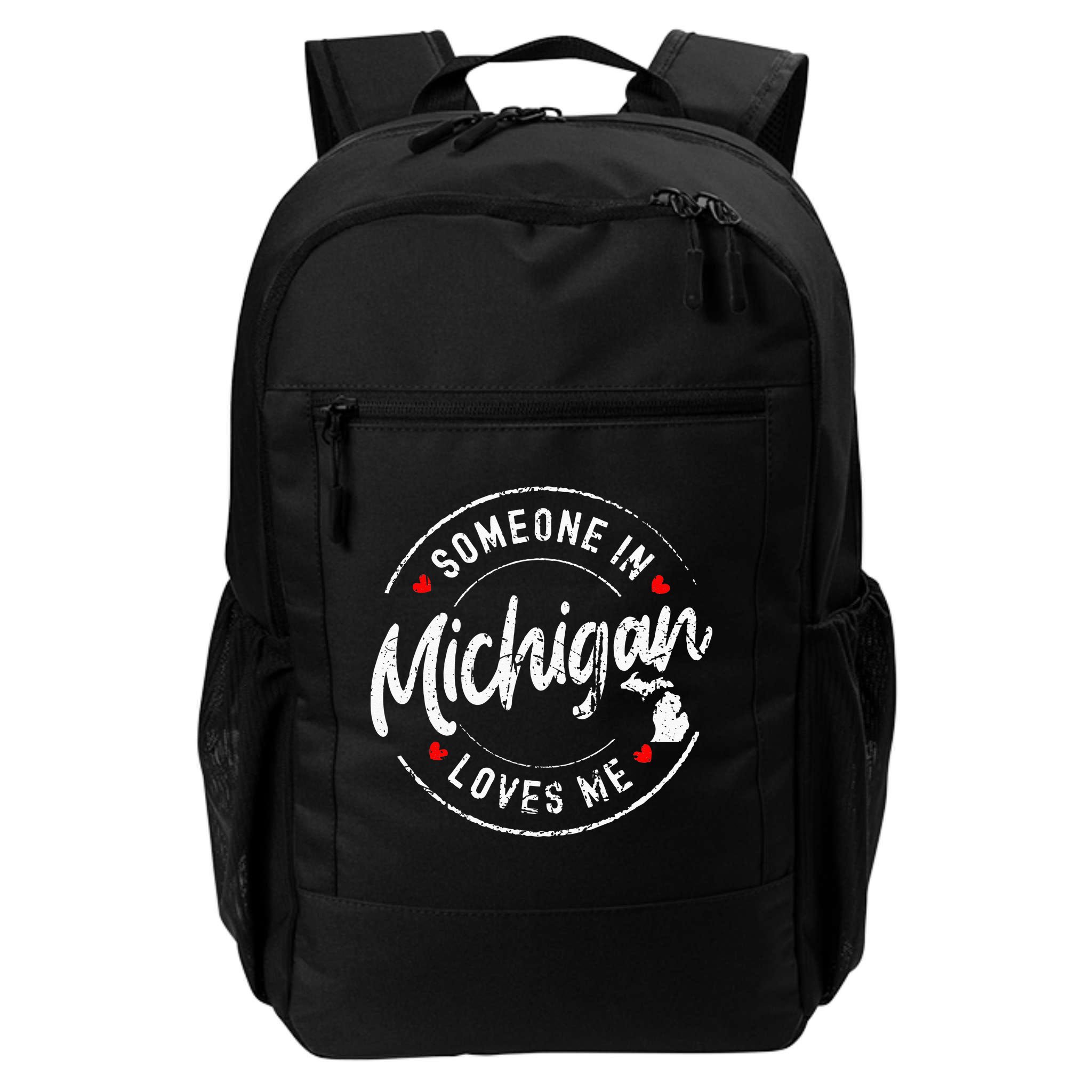 Someone In Michigan Loves Me Distressed Vintage Design Backpack