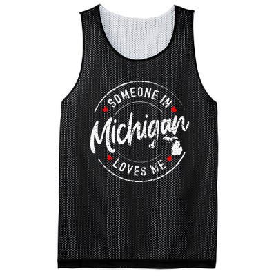 Someone In Michigan Loves Me Distressed Vintage Design Mesh Reversible Basketball Jersey Tank