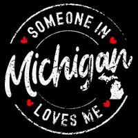 Someone In Michigan Loves Me Distressed Vintage Design Baby Bodysuit