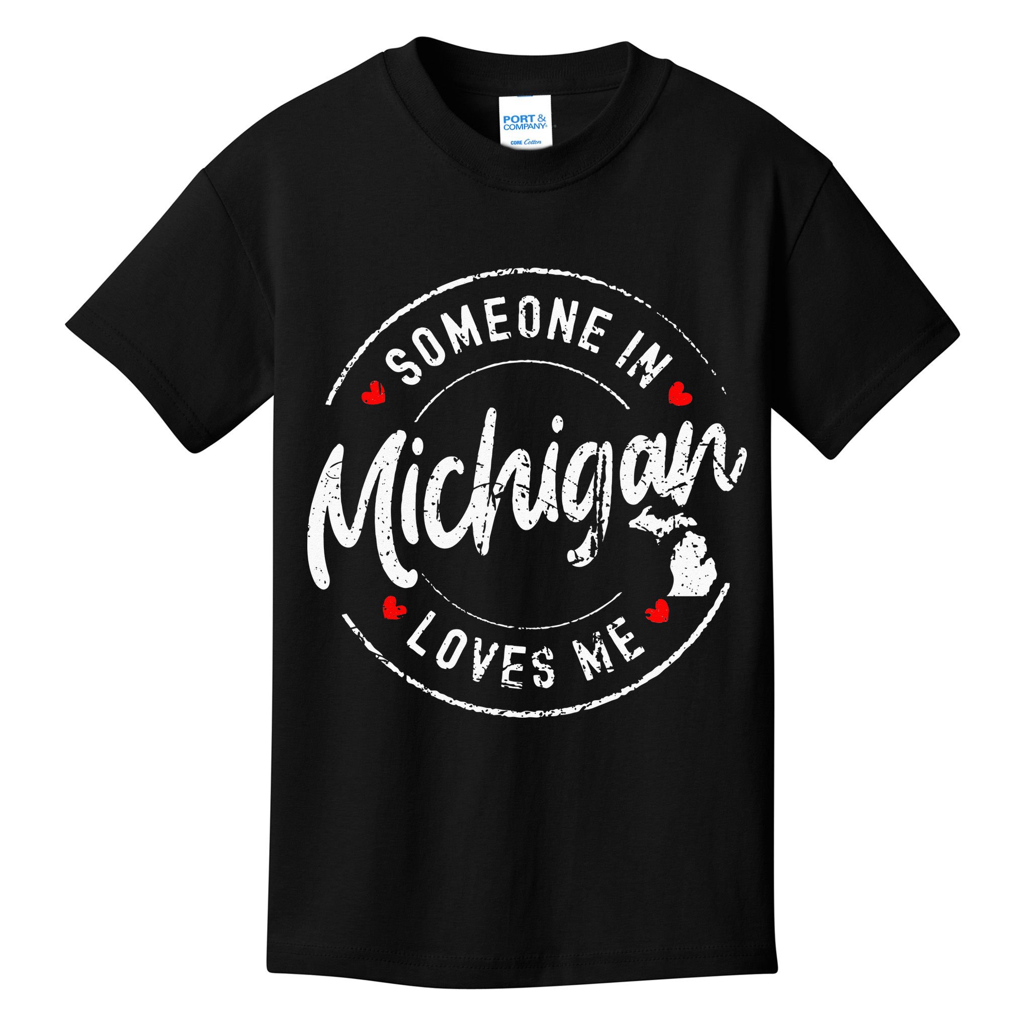 Someone In Michigan Loves Me Distressed Vintage Design Kids T-Shirt