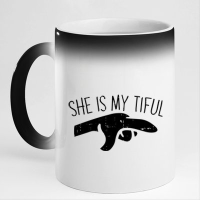 She Is My Tiful Halloween Costume Ghost Matching Couple Great Gift 11oz Black Color Changing Mug