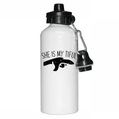 She Is My Tiful Halloween Costume Ghost Matching Couple Great Gift Aluminum Water Bottle