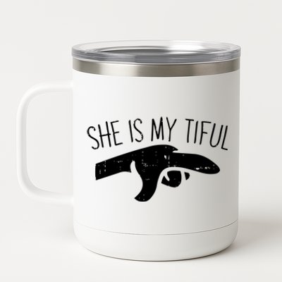 She Is My Tiful Halloween Costume Ghost Matching Couple Great Gift 12 oz Stainless Steel Tumbler Cup