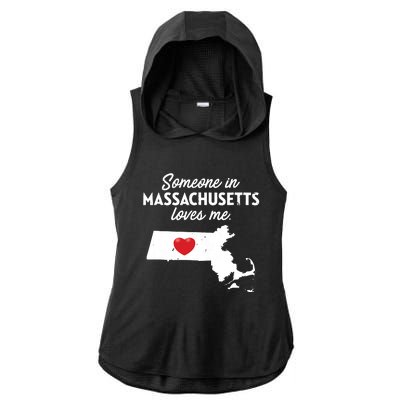 Someone In Massachusetts Loves Me Massachusetts Ladies PosiCharge Tri-Blend Wicking Draft Hoodie Tank