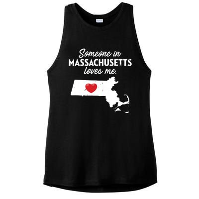 Someone In Massachusetts Loves Me Massachusetts Ladies PosiCharge Tri-Blend Wicking Tank