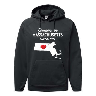 Someone In Massachusetts Loves Me Massachusetts Performance Fleece Hoodie