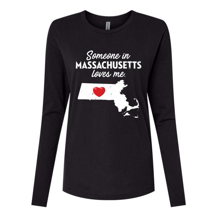 Someone In Massachusetts Loves Me Massachusetts Womens Cotton Relaxed Long Sleeve T-Shirt