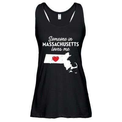 Someone In Massachusetts Loves Me Massachusetts Ladies Essential Flowy Tank