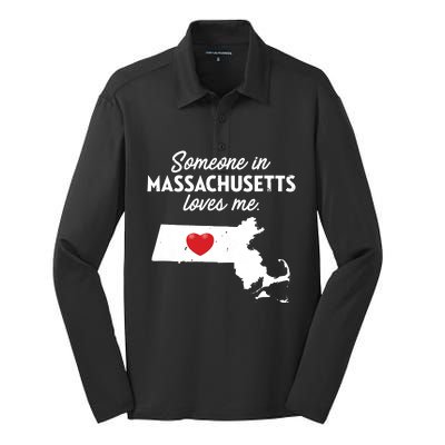 Someone In Massachusetts Loves Me Massachusetts Silk Touch Performance Long Sleeve Polo