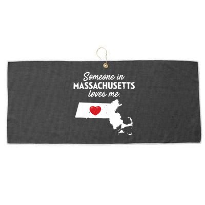 Someone In Massachusetts Loves Me Massachusetts Large Microfiber Waffle Golf Towel