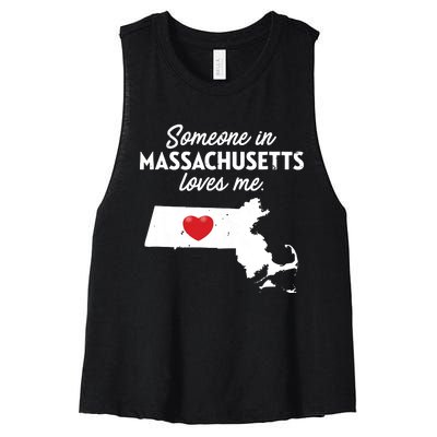 Someone In Massachusetts Loves Me Massachusetts Women's Racerback Cropped Tank