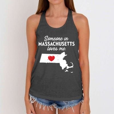 Someone In Massachusetts Loves Me Massachusetts Women's Knotted Racerback Tank