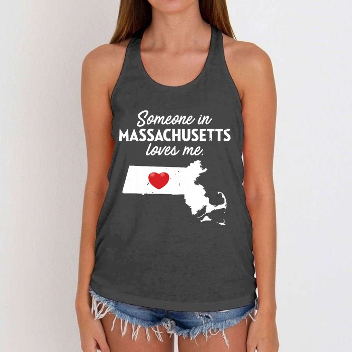 Someone In Massachusetts Loves Me Massachusetts Women's Knotted Racerback Tank