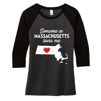 Someone In Massachusetts Loves Me Massachusetts Women's Tri-Blend 3/4-Sleeve Raglan Shirt