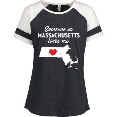 Someone In Massachusetts Loves Me Massachusetts Enza Ladies Jersey Colorblock Tee