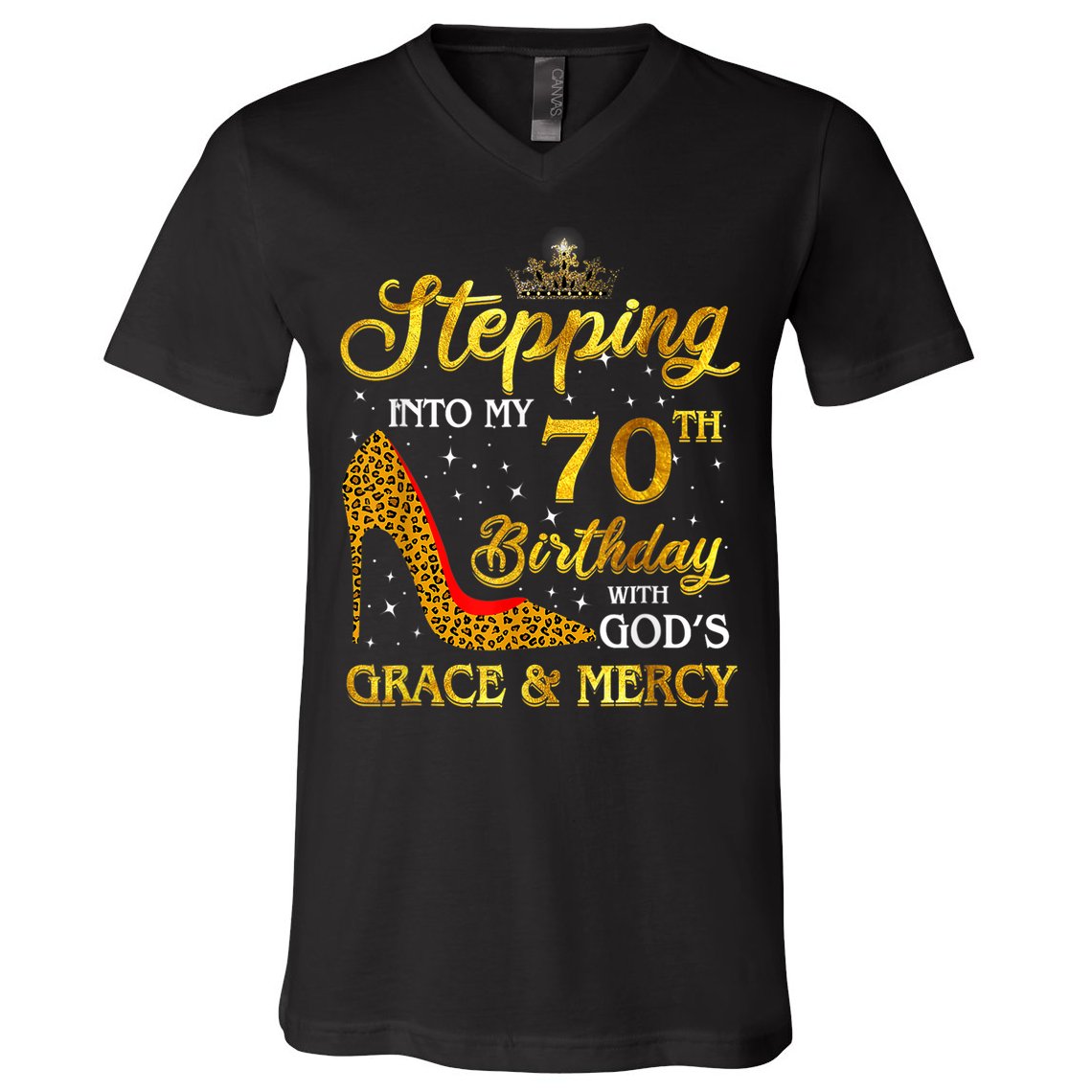 Stepping Into My 70th Birthday Gift Girls WoM.e.n 70 Year Old V-Neck T-Shirt