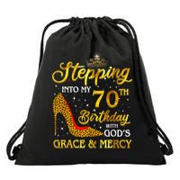 Stepping Into My 70th Birthday Gift Girls WoM.e.n 70 Year Old Drawstring Bag