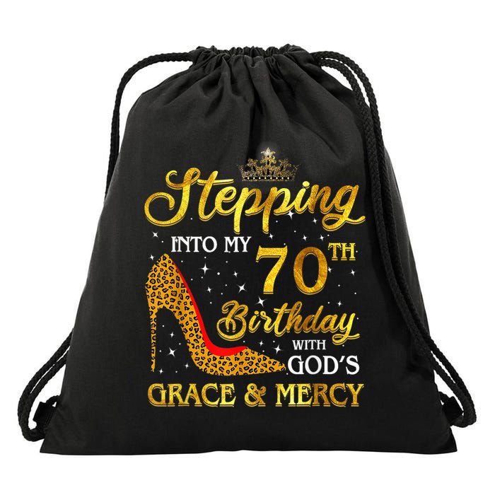 Stepping Into My 70th Birthday Gift Girls WoM.e.n 70 Year Old Drawstring Bag