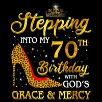 Stepping Into My 70th Birthday Gift Girls WoM.e.n 70 Year Old Drawstring Bag