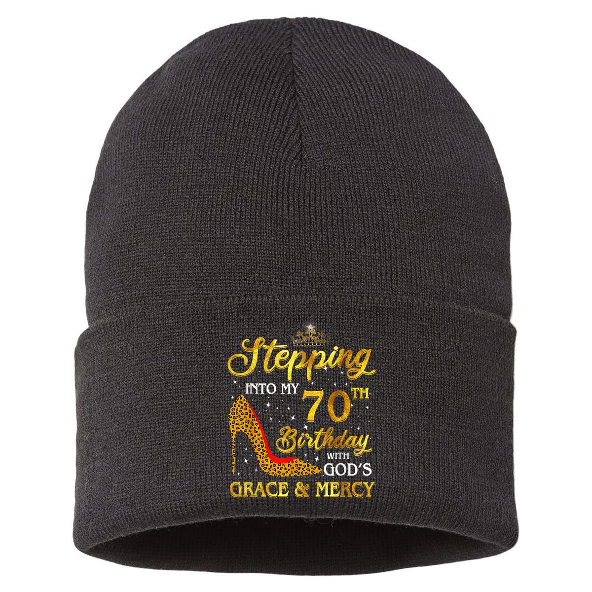 Stepping Into My 70th Birthday Gift Girls WoM.e.n 70 Year Old Sustainable Knit Beanie