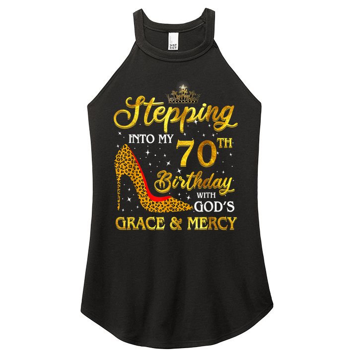 Stepping Into My 70th Birthday Gift Girls WoM.e.n 70 Year Old Women's Perfect Tri Rocker Tank