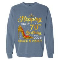 Stepping Into My 70th Birthday Gift Girls WoM.e.n 70 Year Old Garment-Dyed Sweatshirt