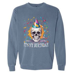 Skeleton ItS My Birthday Party Happy Halloween Birthday Gift Garment-Dyed Sweatshirt