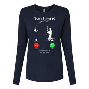 Sorry I Missed Your Call Was On Other Line Fishing Womens Cotton Relaxed Long Sleeve T-Shirt