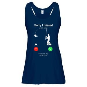 Sorry I Missed Your Call Was On Other Line Fishing Ladies Essential Flowy Tank