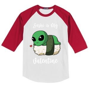 Sushi Is My Valentine Ufo Alien Funny Valentines Day Cool Gift Kids Colorblock Raglan Jersey