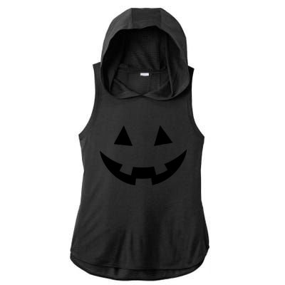 Simple Pumpkin Big Face Ladies PosiCharge Tri-Blend Wicking Draft Hoodie Tank