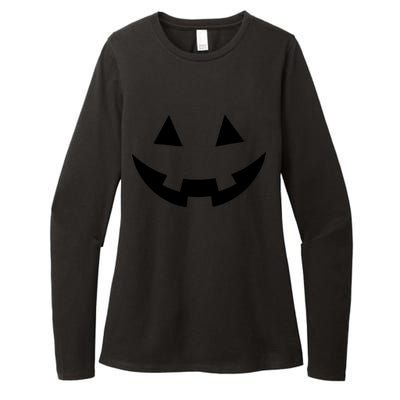 Simple Pumpkin Big Face Womens CVC Long Sleeve Shirt