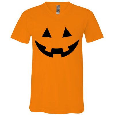 Simple Pumpkin Big Face V-Neck T-Shirt