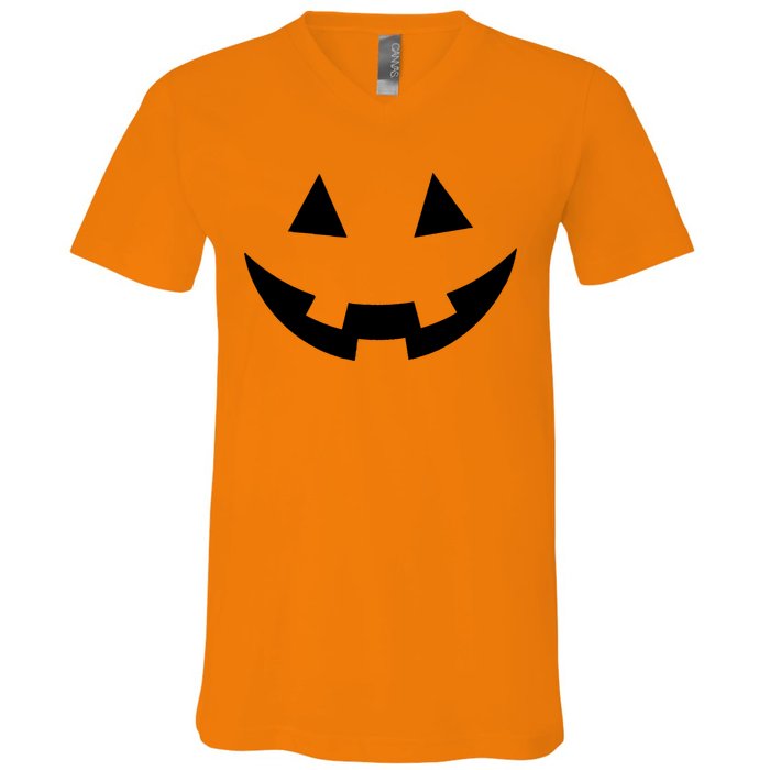 Simple Pumpkin Big Face V-Neck T-Shirt