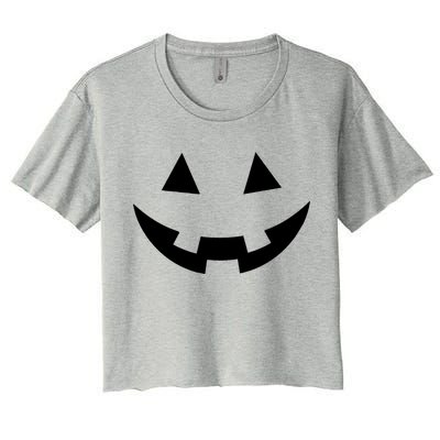 Simple Pumpkin Big Face Women's Crop Top Tee