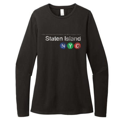 Staten Island New York Nyc Worn Design Womens CVC Long Sleeve Shirt