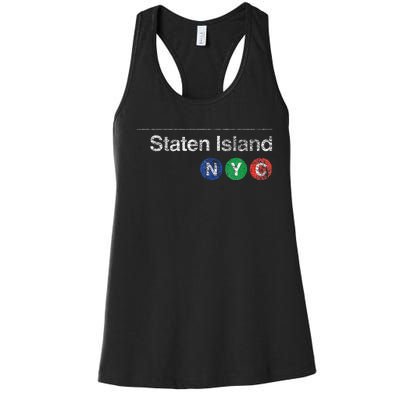 Staten Island New York Nyc Worn Design Women's Racerback Tank