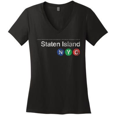 Staten Island New York Nyc Worn Design Women's V-Neck T-Shirt