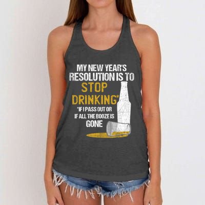 Stop Ing New Year Resolution Funny Beer Lover Gift Women's Knotted Racerback Tank