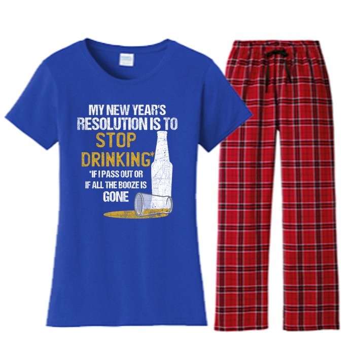 Stop Ing New Year Resolution Funny Beer Lover Gift Women's Flannel Pajama Set