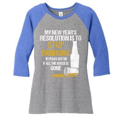 Stop Ing New Year Resolution Funny Beer Lover Gift Women's Tri-Blend 3/4-Sleeve Raglan Shirt