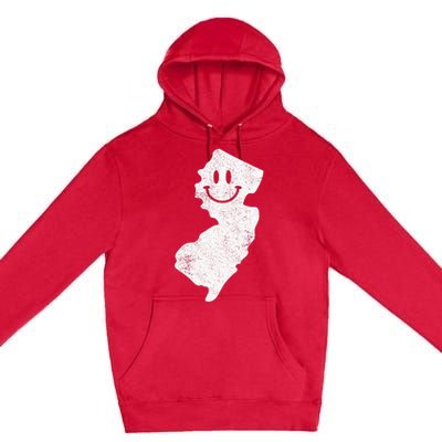 Smiling In Nj – Funny New Jersey Happy Face Premium Pullover Hoodie