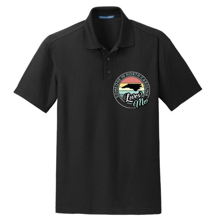 Someone In North Carolina Loves Me Vintage Sunset State Map Dry Zone Grid Polo