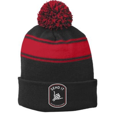 Send It No Victory Without Sacrifice Stripe Pom Pom Beanie