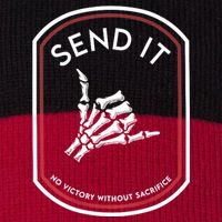 Send It No Victory Without Sacrifice Stripe Pom Pom Beanie